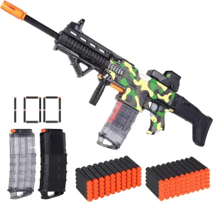 COOLFOX Electric Automatic Toy Gun for Nerf Guns Sniper Soft Bullets [Shoot Faster] Camouflage Burst Bullets for Boys,Toy Foam Blasters & Guns with 100 Nerf Sniper Darts, Gifts for Kids