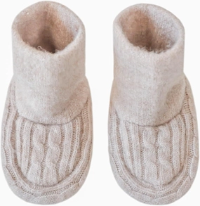 Copper Pearl Sweater Booties: Super-Soft, Stretchy Knit Baby Booties (0-3M) | Cozy Keepsake & Timeless Treasure