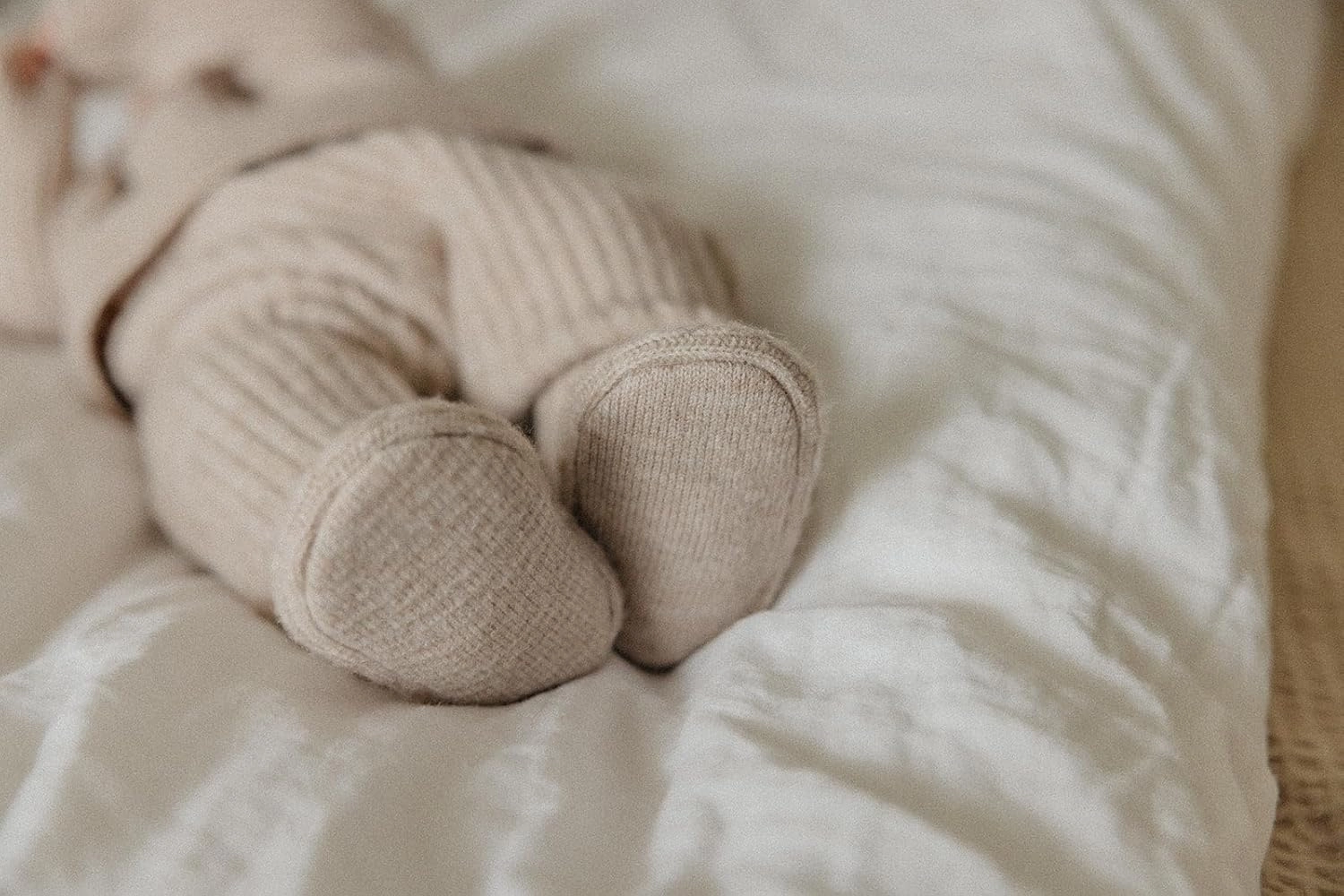 Copper Pearl Sweater Booties: Super-Soft, Stretchy Knit Baby Booties (0-3M) | Cozy Keepsake & Timeless Treasure