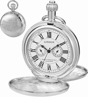 Copper Pocket Watch Train Railroad Steampunk Mechanical London Hand Wind Double Case Mens Watches with Chains & Boxs Christmas Graduation Birthday Gifts Fathers Day