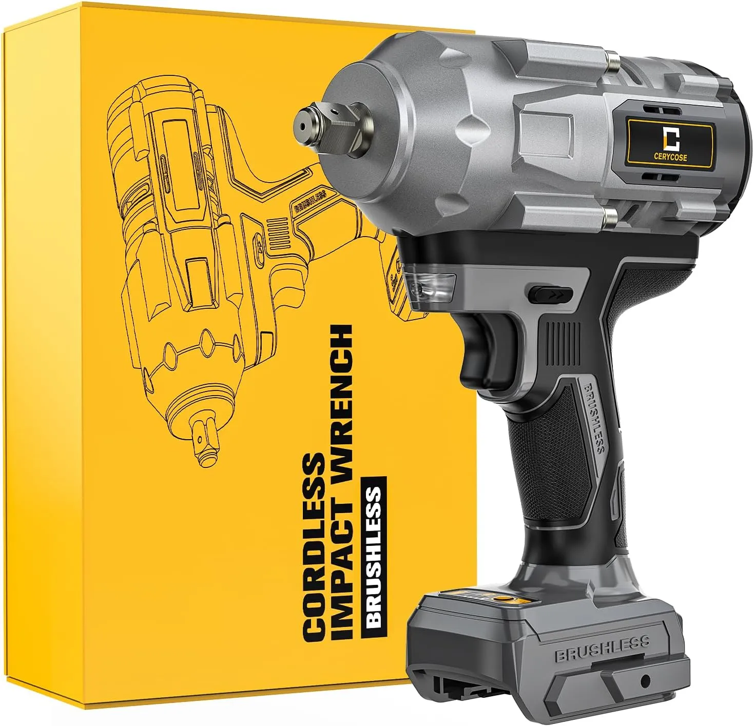 Cordless Impact Wrench 1/2 inch for Dewalt Battery, 900FT-LBS (1200N.m) Brushless Electric Impact Gun Includes LED Work Light, 2100RPM High Torque Impact Driver, Bare Tool Only