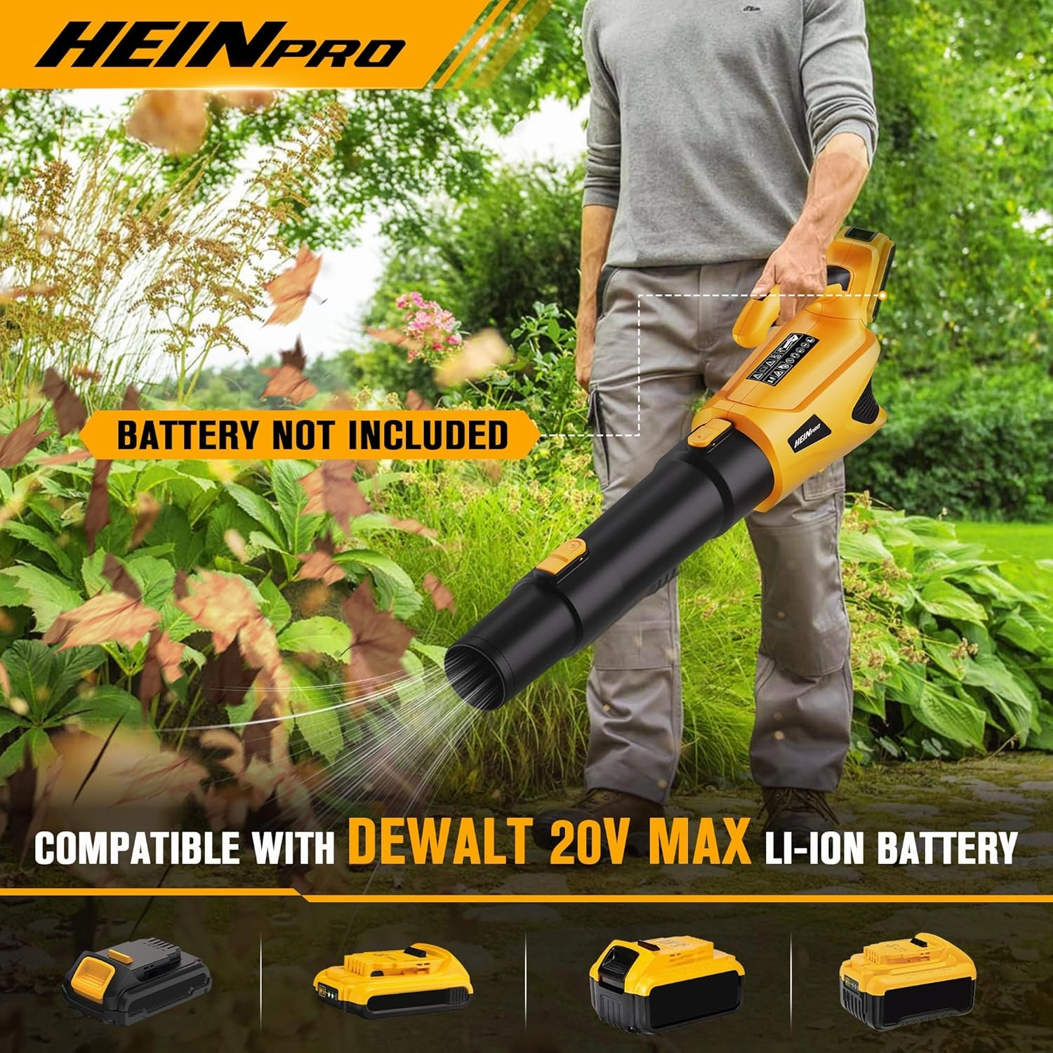 Cordless Leaf Blower Compatible with Dewalt 20V Max Battery, 500CFM/150MPH Electric Leaf Blower Cordless, 5 Speed Modes, Battery Powered Blowers for Lawn Care, Yard (Tool Only)