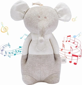 COTTONEBEBE Organic Baby Toys, Stuffed Animal Toy with Lullaby Music for Infant Babies 0 3 6 12 to 36 Months Boy & Girl,Ideal Gift for Newborn (Mr. Elephant, Cotton)