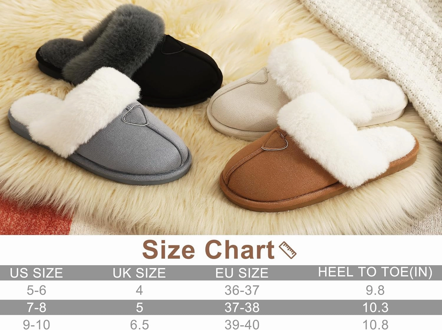 Cozyfurry Womens Slippers Fuzzy Memory Foam House Slippers Faux Suede Winter Warm Indoor Shoes
