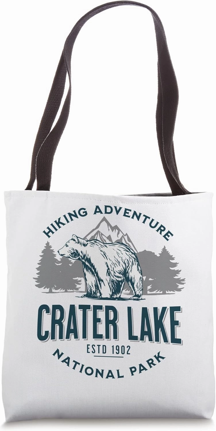 Crater Lake Oregon Nature Mountains Bear Hike Outdoors Tote Bag