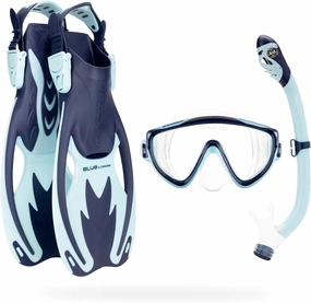 Cressi Kids Snorkeling Set- Short Adjustable Fins, Silicone Mask, and Dry Snorkel- Tinetto Rocks Dry Set- Designed in Italy