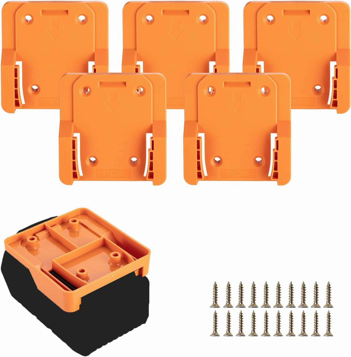 Crivnhar 5 Pack Battery Holder Compatible for RIDGID 18V Battery Mounts Dock Holder Work for L1815R B1820R L1830R B1830R B1820 R840084 AC840084 AC840083(w/20 Screws, No Battery)