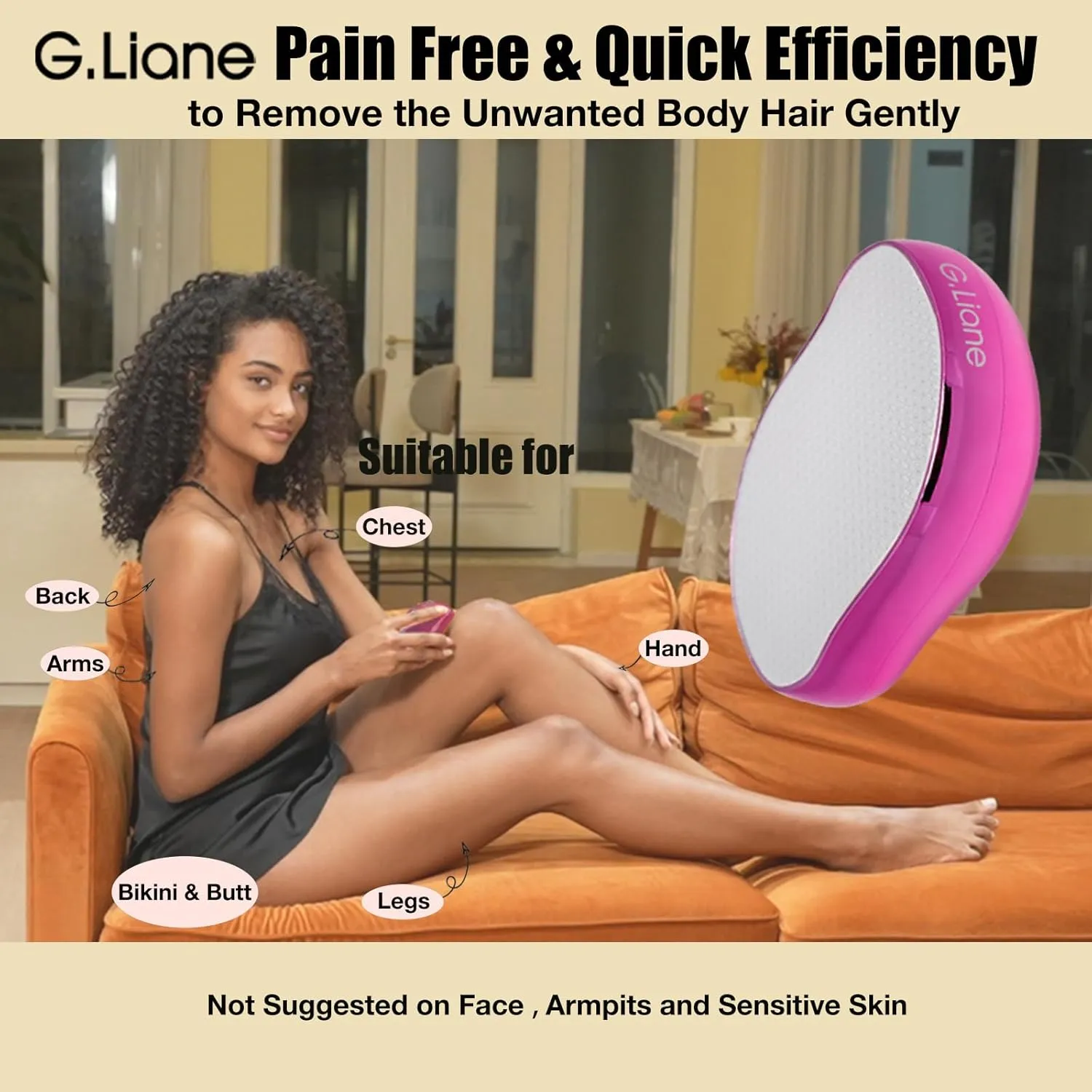 Crystal Hair Eraser,Upgraded Painless Crystal Hair Remover,Effective Nano Glass Hair Removal Device and Skin Exfoliation,Body Epilator for Women and Men(Magenta)