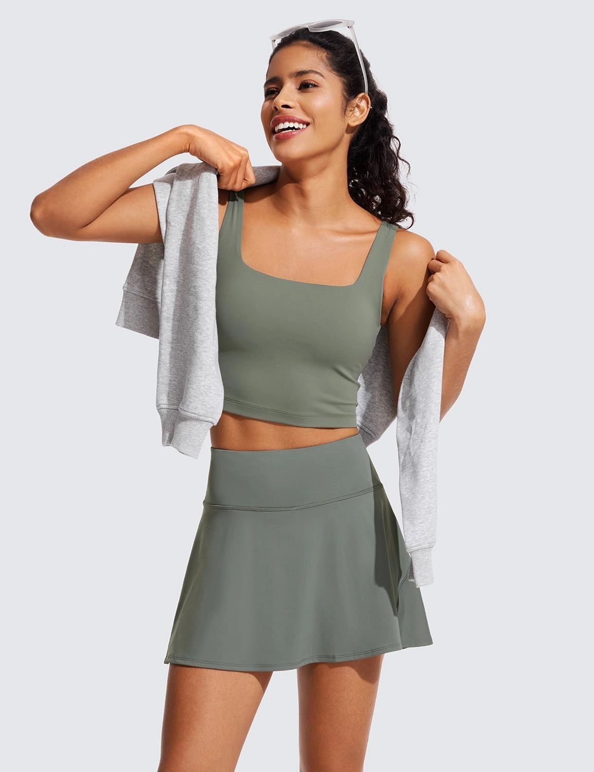 CRZ YOGA UPF 50  Tennis Skirts for Women High Waisted Flowy Pleated Golf Athletic Workout Sports Skort with Pockets