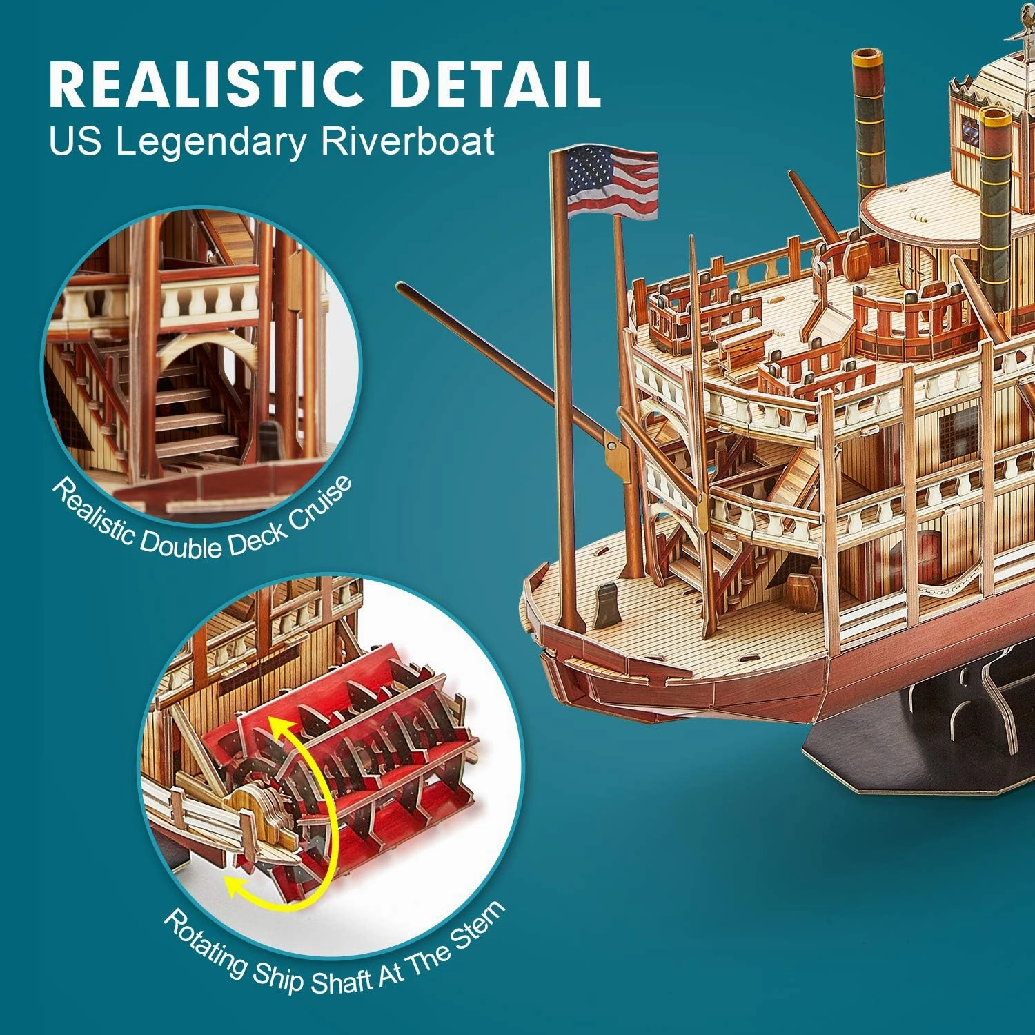 CubicFun 3D Puzzle Mississippi Steamboat Model Kit Gift for Kids and Adults, 142 Pieces