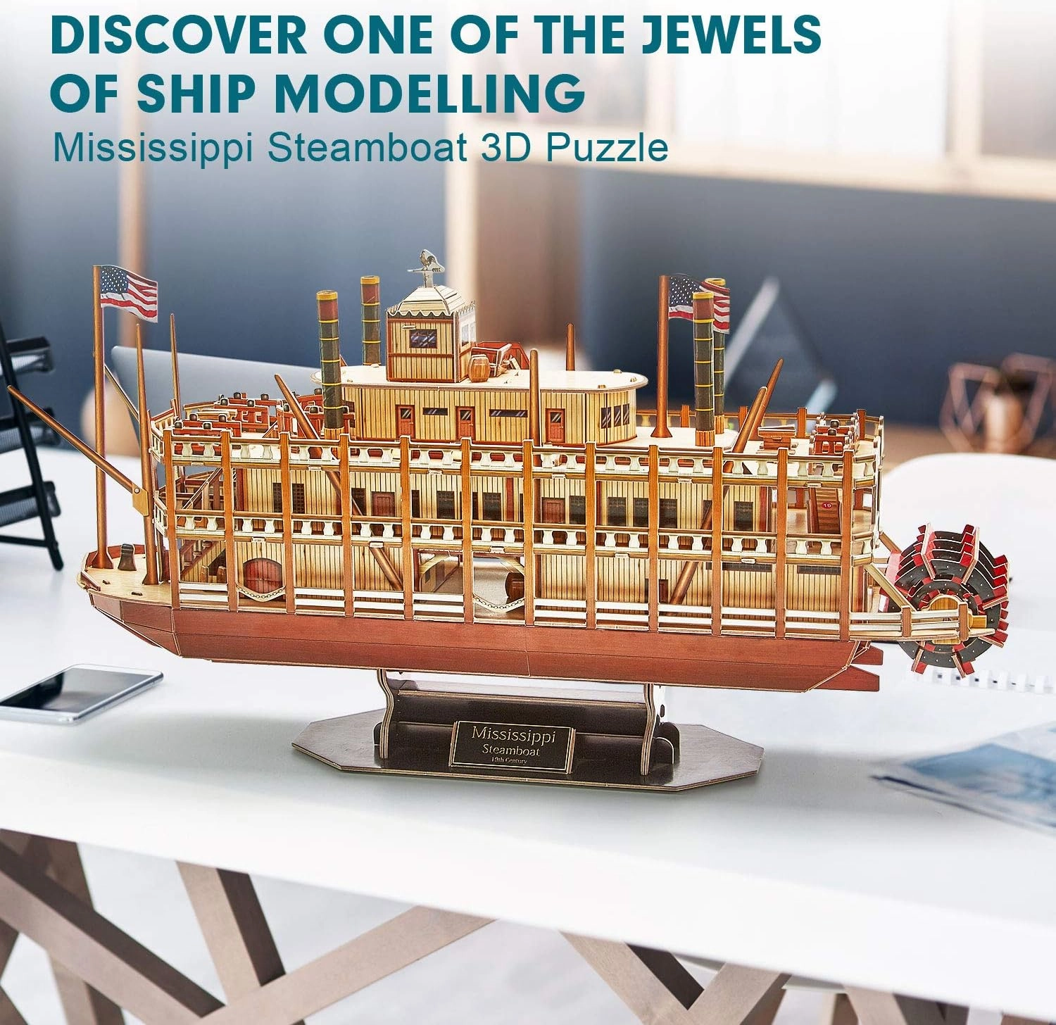 CubicFun 3D Puzzle Mississippi Steamboat Model Kit Gift for Kids and Adults, 142 Pieces