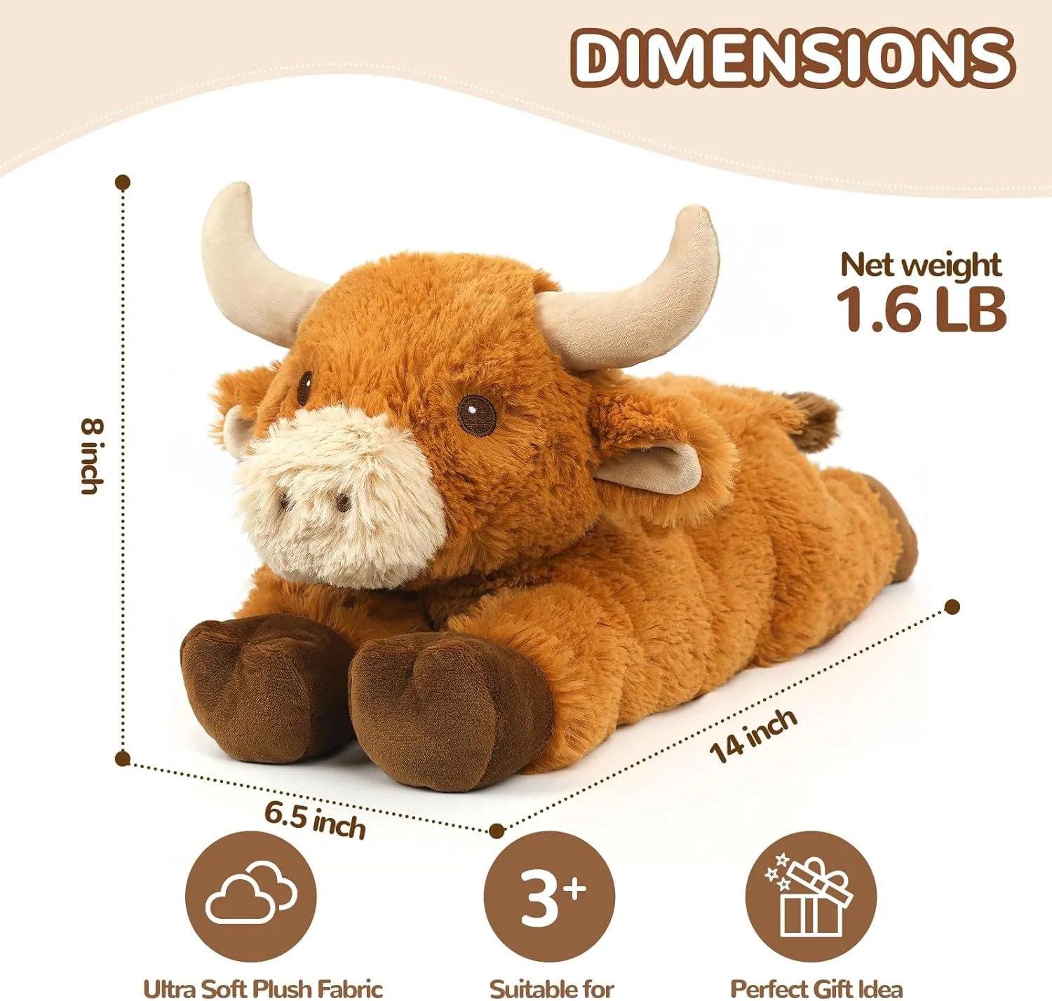 Cuckool Warmable Bull Cow Stuffed Animals, Microwavable Stuffed Animals Heating Pad for Cramps, Pain Stress Relief, Heatable Coolable Lavender Scented Plush Toys for Anxiety, Women Kids Bedtime