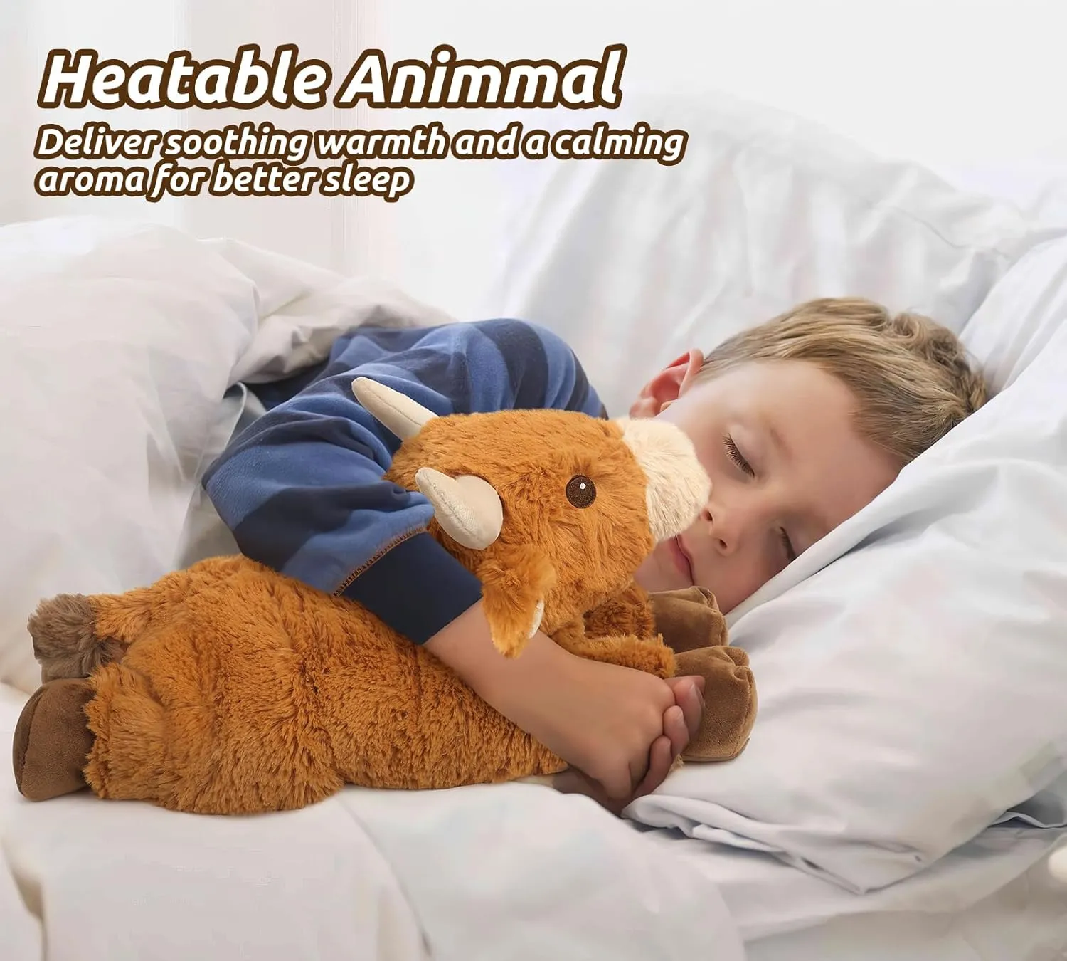 Cuckool Warmable Bull Cow Stuffed Animals, Microwavable Stuffed Animals Heating Pad for Cramps, Pain Stress Relief, Heatable Coolable Lavender Scented Plush Toys for Anxiety, Women Kids Bedtime