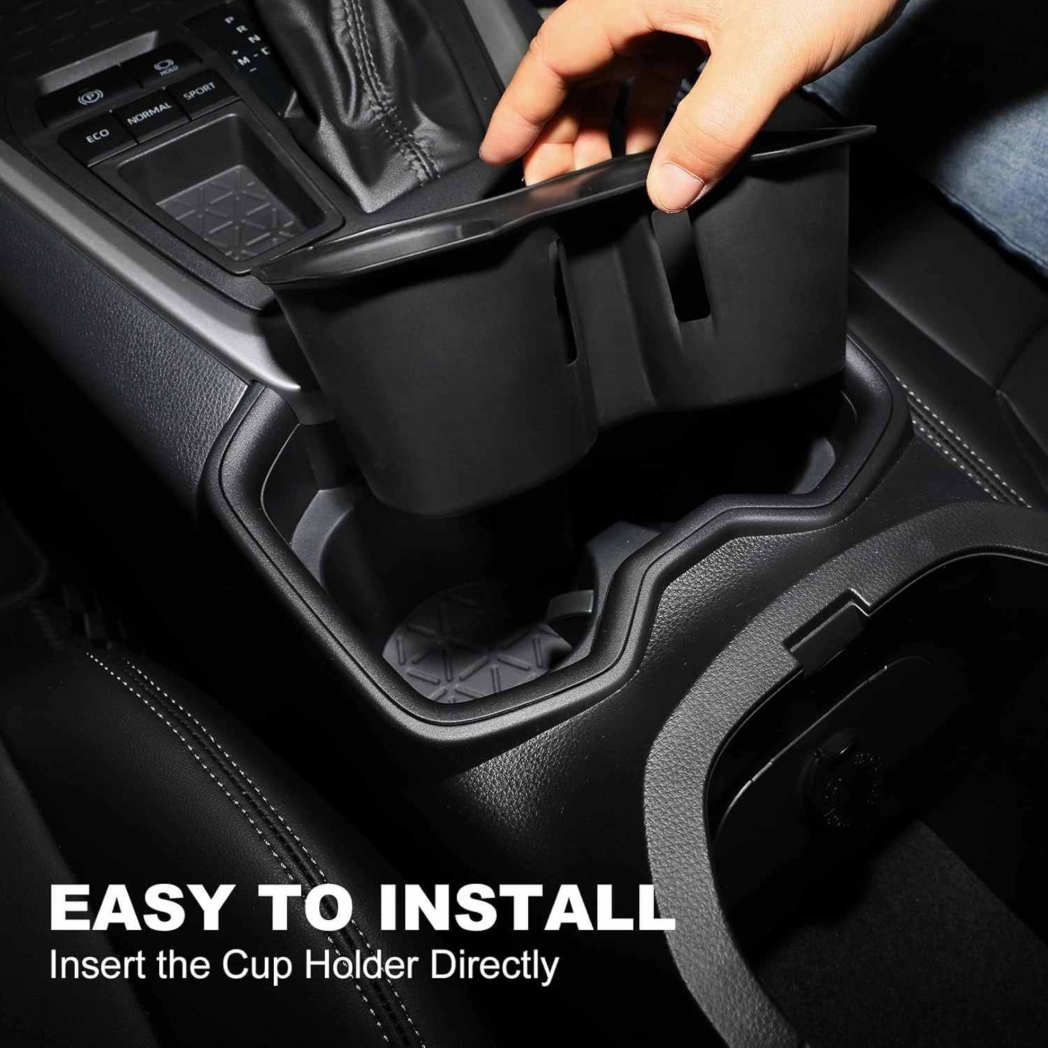 Cup Holder Insert for 2019-2021 Toyota RAV4, Center Console Silicone Drink Organizer Holder Interior Upgrade Accessories for 2019 2020 2021 Toyota RAV-4 RAV 4
