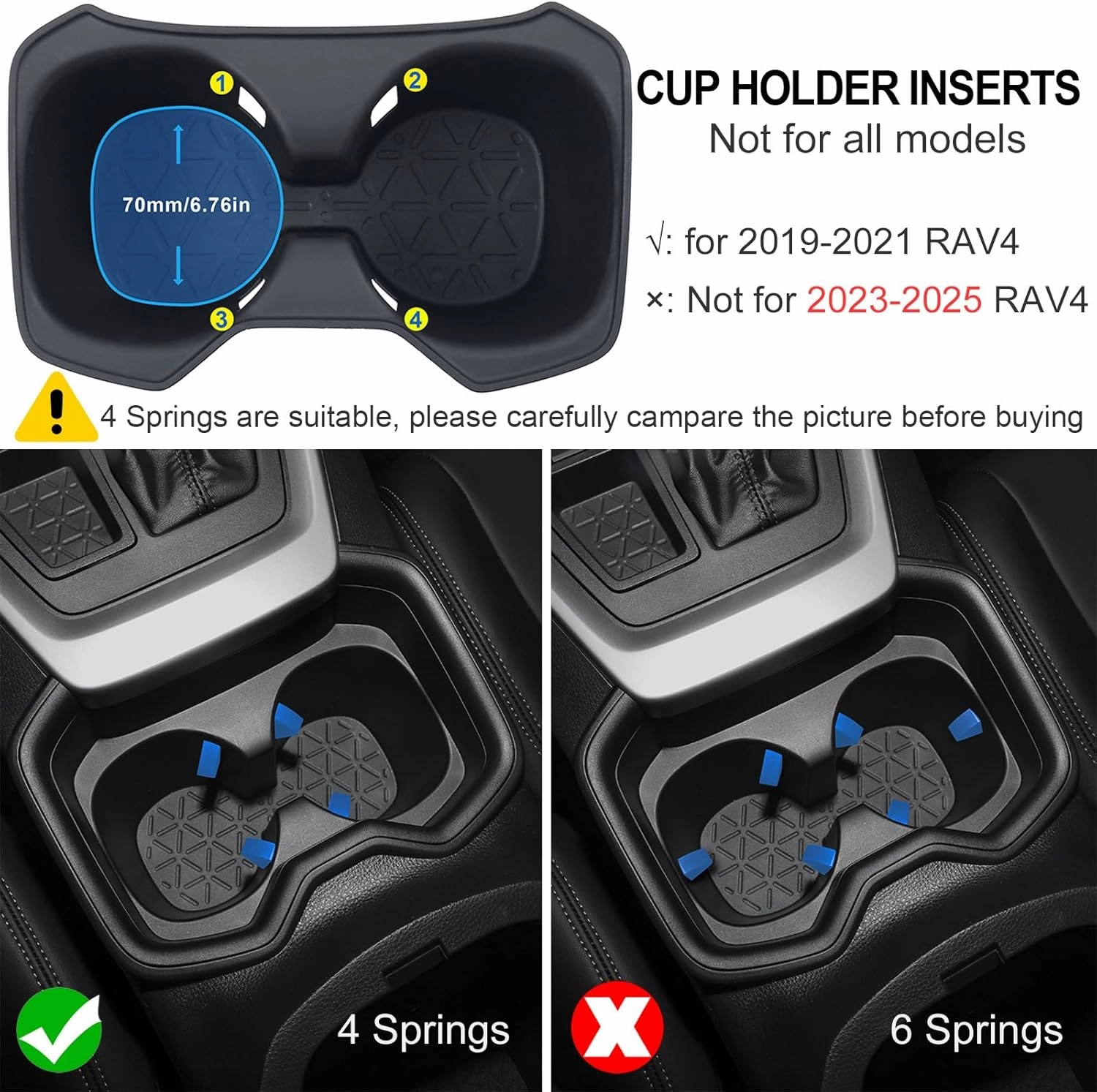 Cup Holder Insert for 2019-2021 Toyota RAV4, Center Console Silicone Drink Organizer Holder Interior Upgrade Accessories for 2019 2020 2021 Toyota RAV-4 RAV 4