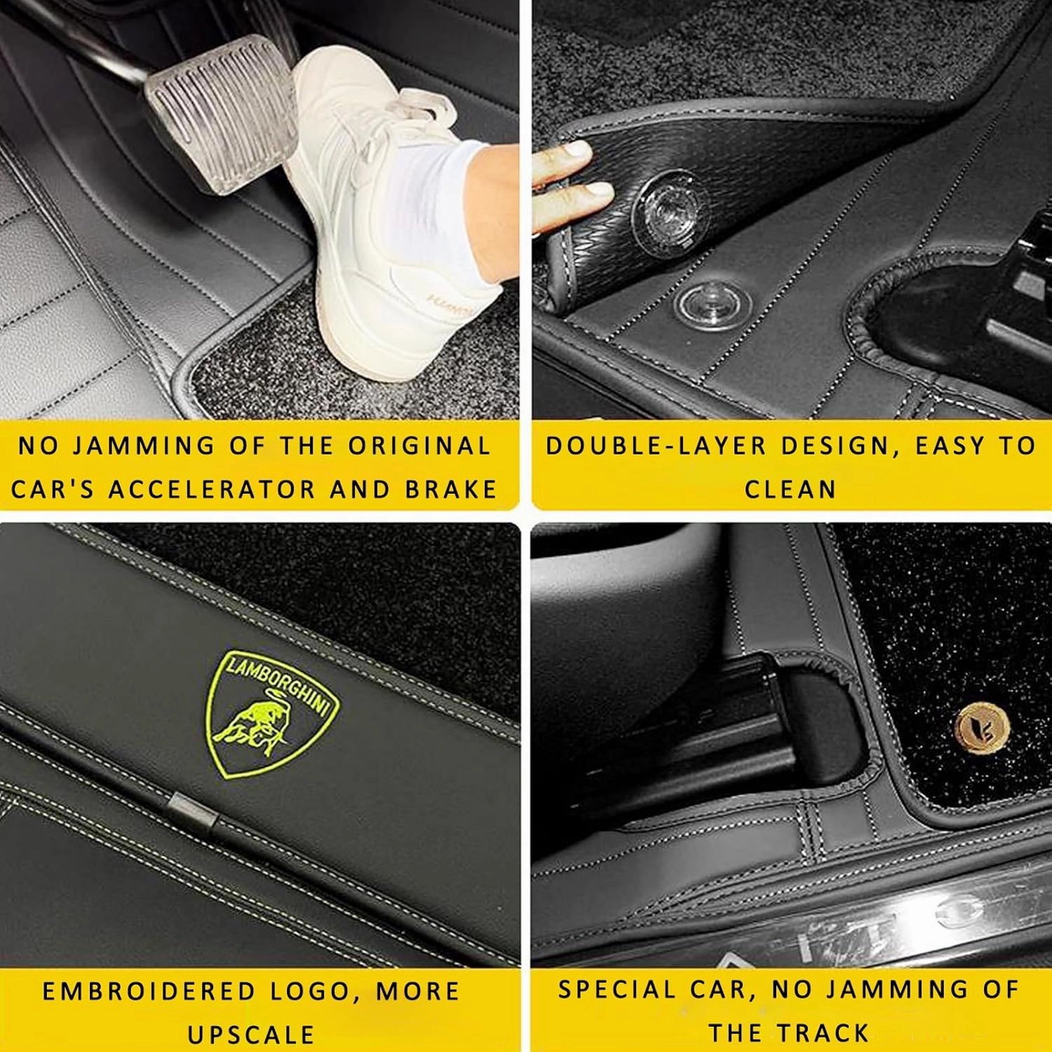 Custom car Floor mats for Lamborghini Gallardo LP 570-4 Blancpain LP570-4 2011 Anti-Slip Real Cowhide Car Mat Set Full Coverage All Weather Car Floor Mats,A