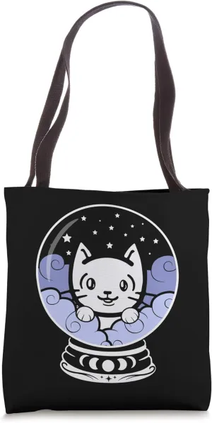 Cute Cat Gypsy Fortune Teller Psychic Crystal Ball Gift Tote Bag