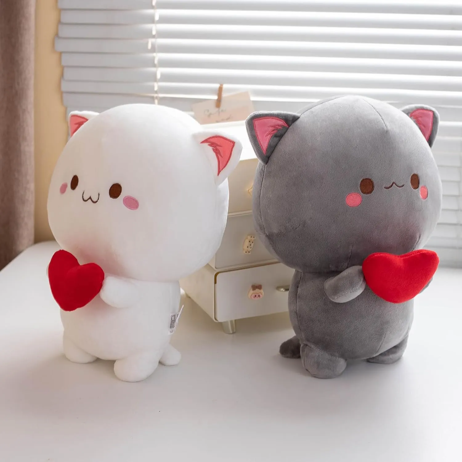 Cute Cat Plush Toy, Super Soft White Cat Plush Toy, Plush Cat Stuffed Animals, Valentine's Day Birthday Gift, Sweet Romantic Cute Cat Plush Toy(13.9 inch)