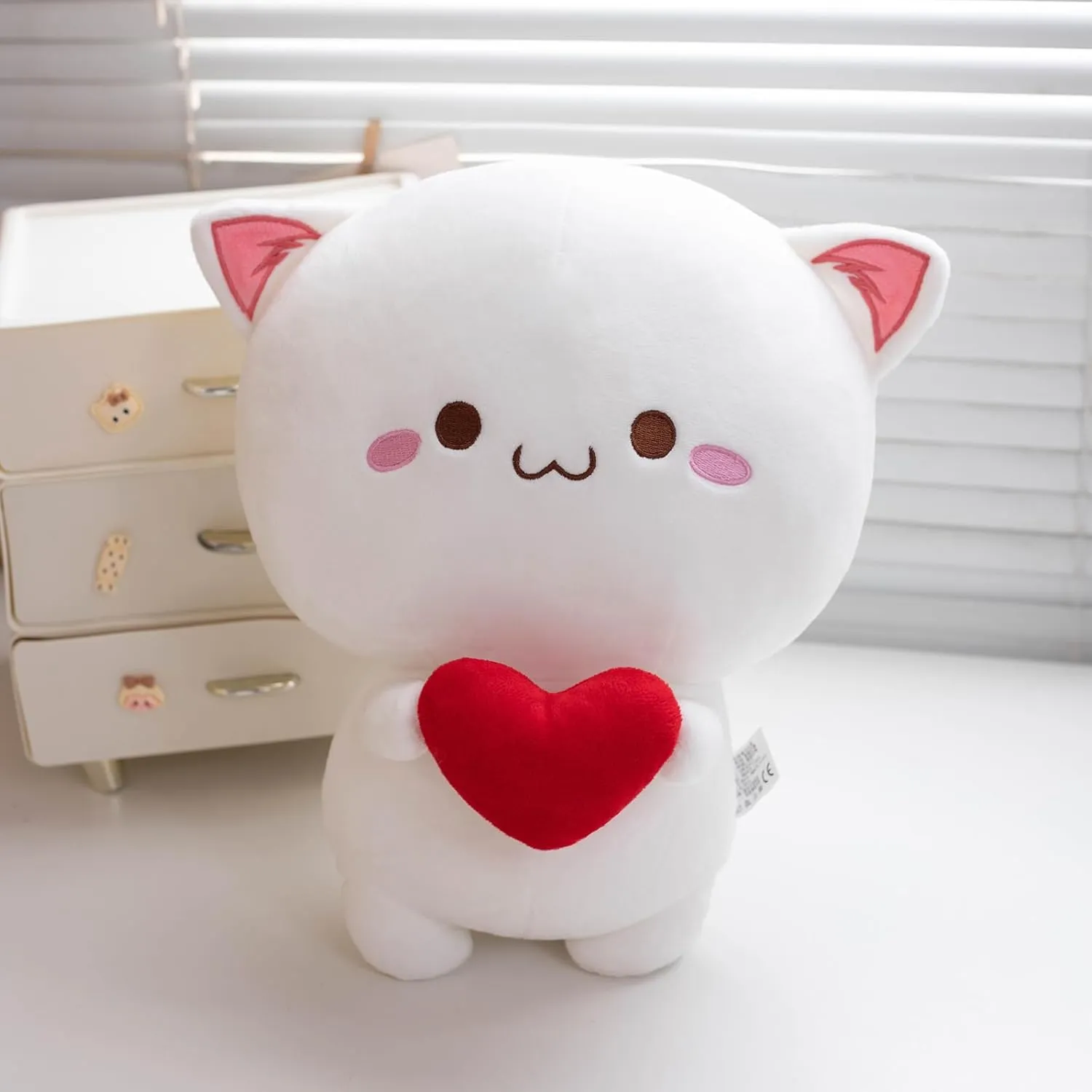 Cute Cat Plush Toy, Super Soft White Cat Plush Toy, Plush Cat Stuffed Animals, Valentine's Day Birthday Gift, Sweet Romantic Cute Cat Plush Toy(13.9 inch)