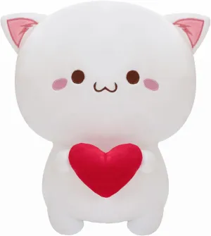 Cute Cat Plush Toy, Super Soft White Cat Plush Toy, Plush Cat Stuffed Animals, Valentine's Day Birthday Gift, Sweet Romantic Cute Cat Plush Toy(13.9 inch)