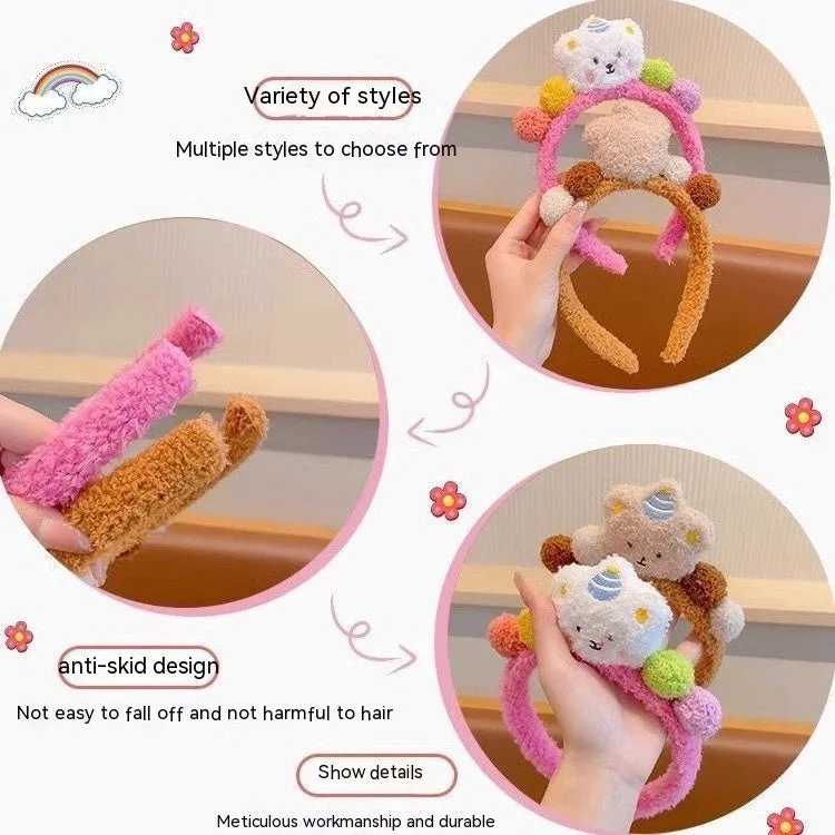 Cute Face Wash Hair Bands Female Cartoon Headwear Hair Band Headband Apply