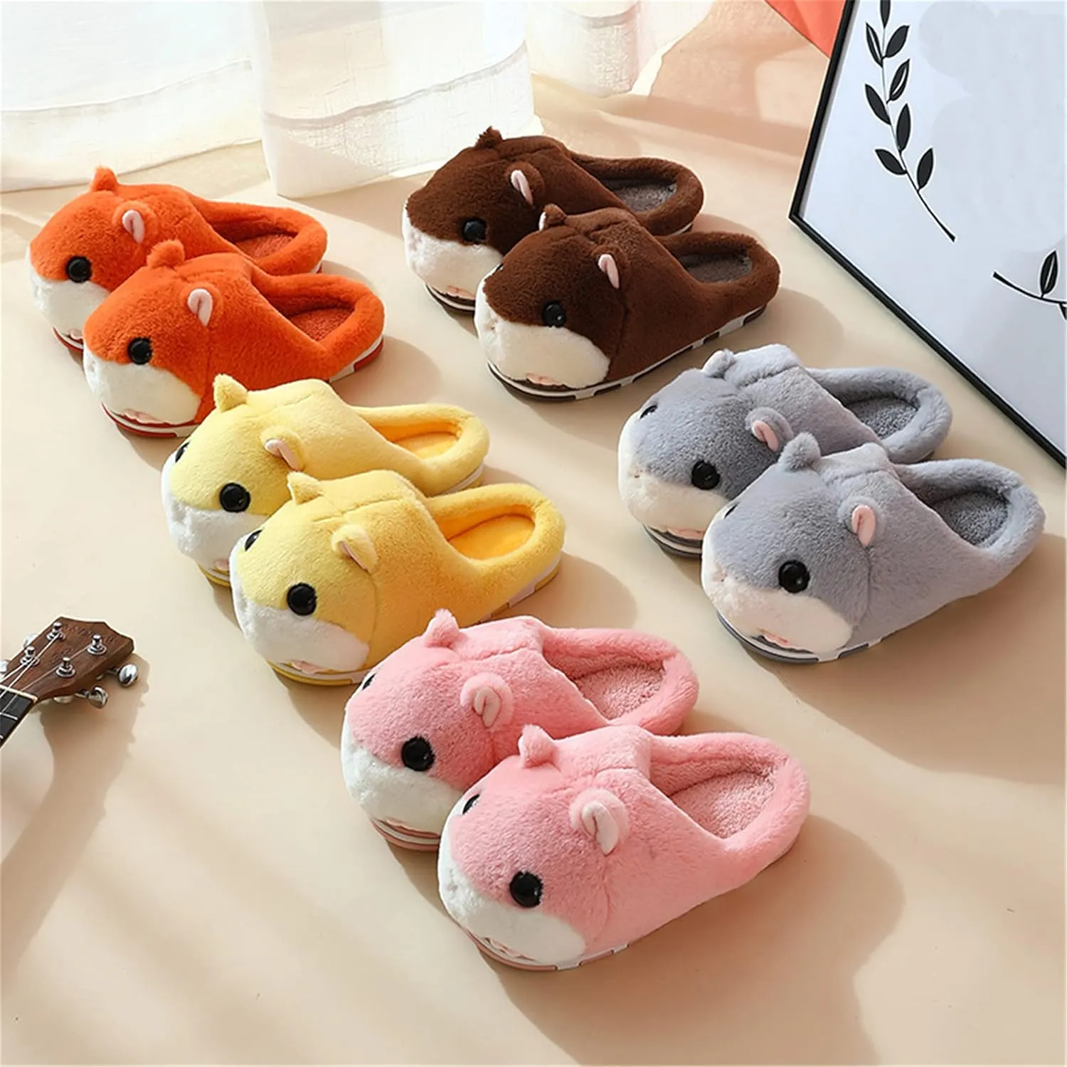 Cute Hamster Slippers Women's Slippers Cartoon Slippers Animal Slippers Warm Slippers Winter Slippers Home Slippers Furry Slippers