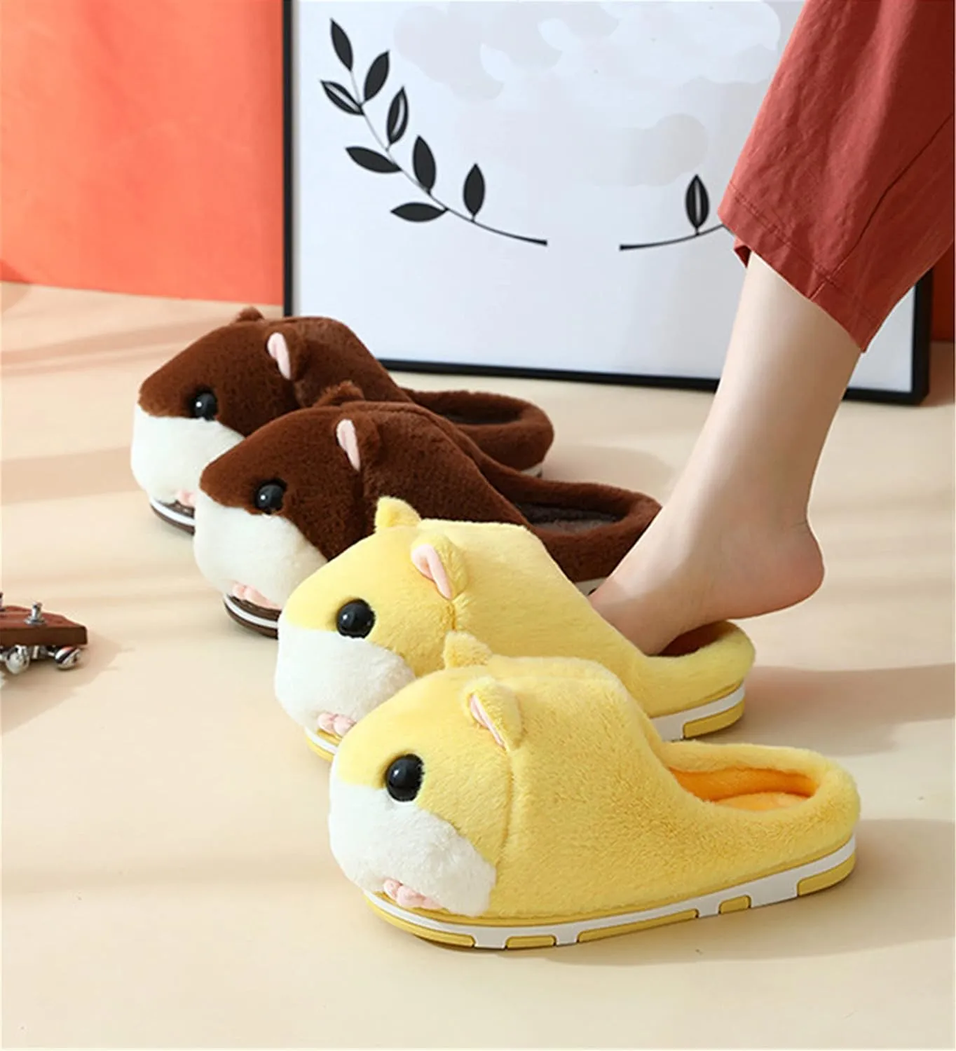Cute Hamster Slippers Women's Slippers Cartoon Slippers Animal Slippers Warm Slippers Winter Slippers Home Slippers Furry Slippers