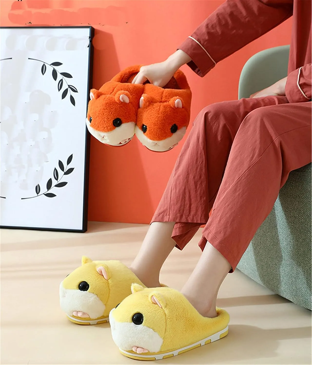 Cute Hamster Slippers Women's Slippers Cartoon Slippers Animal Slippers Warm Slippers Winter Slippers Home Slippers Furry Slippers