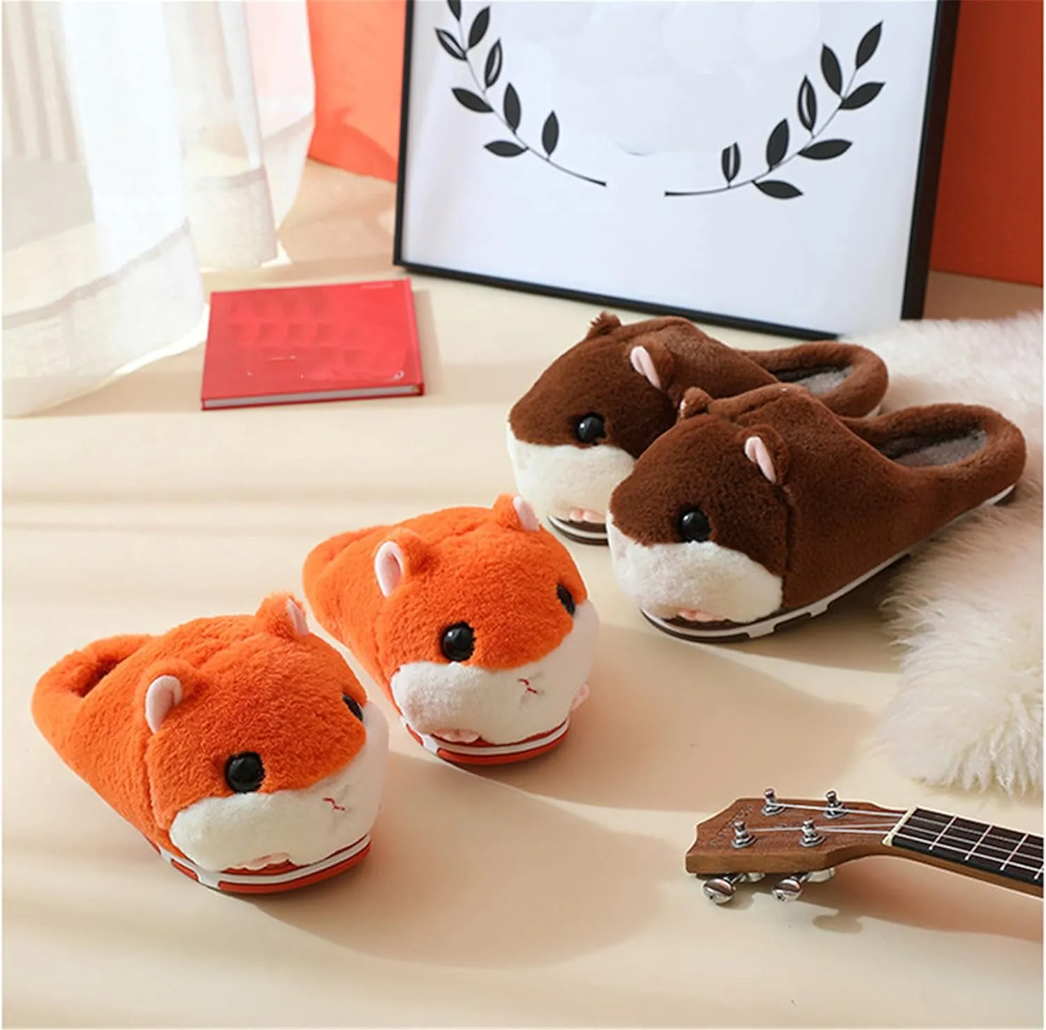 Cute Hamster Slippers Women's Slippers Cartoon Slippers Animal Slippers Warm Slippers Winter Slippers Home Slippers Furry Slippers