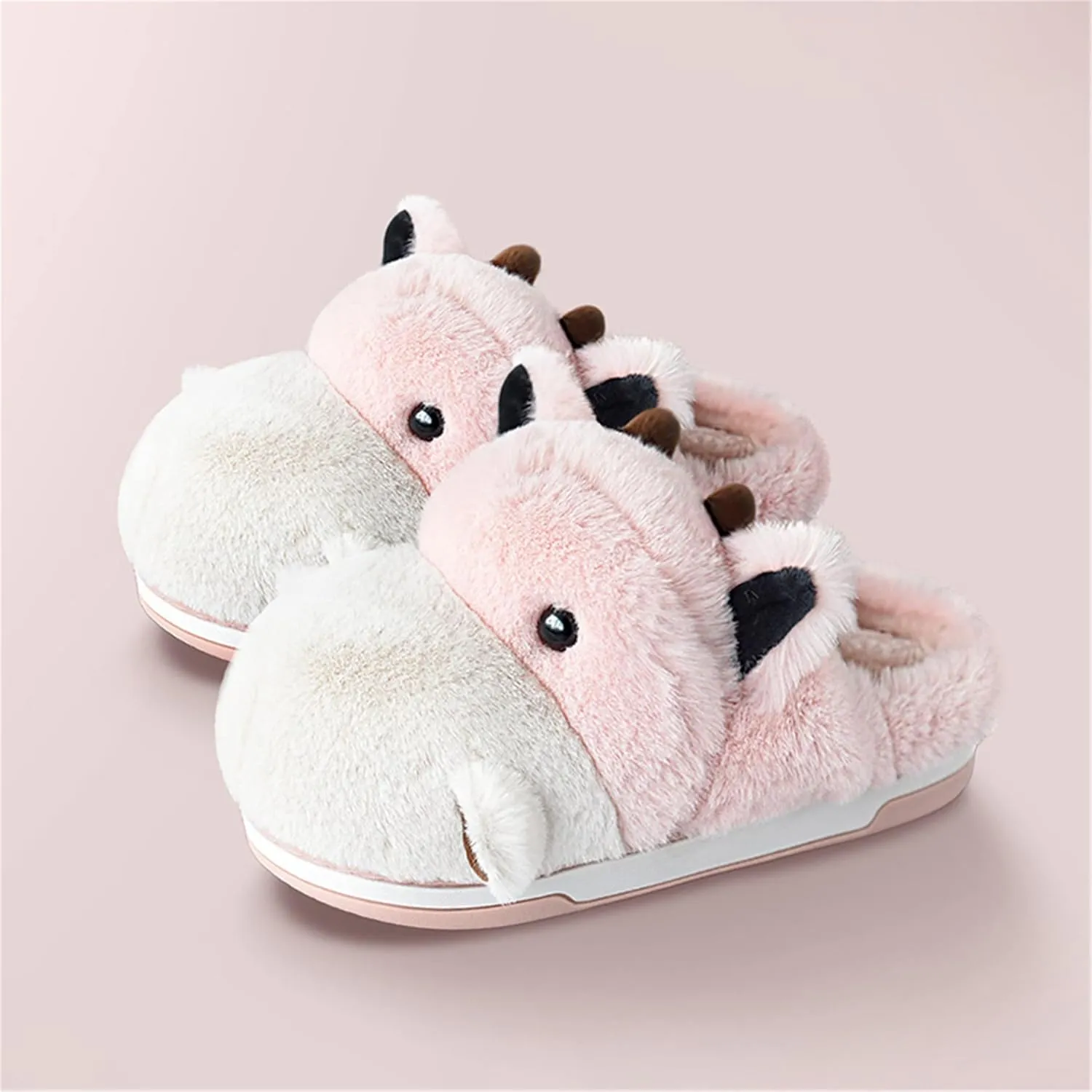 Cute Hippo Cartoon Animal Winter Warm Home Furry Slippers