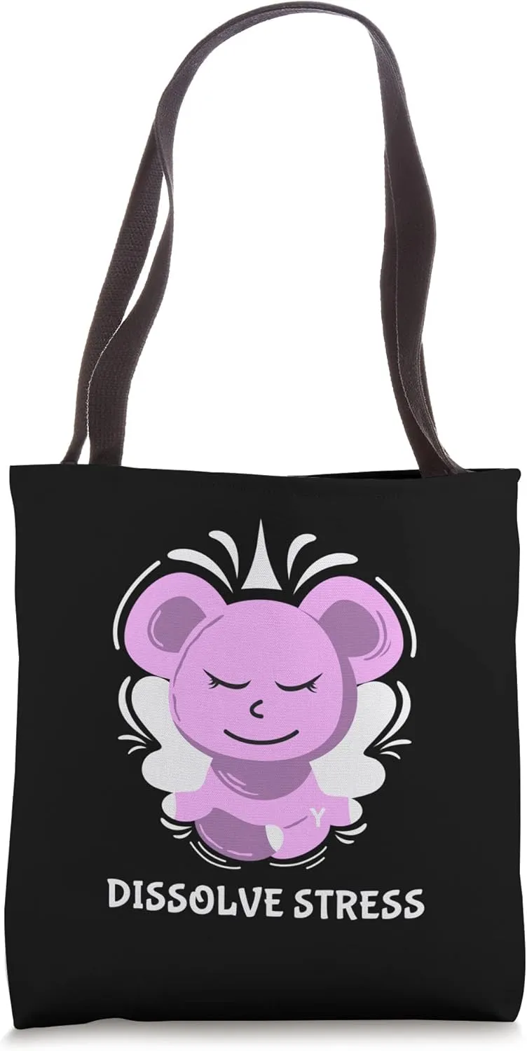 Cute Yoga Bear Meditation Mindfulness Dissolve Stress Tote Bag