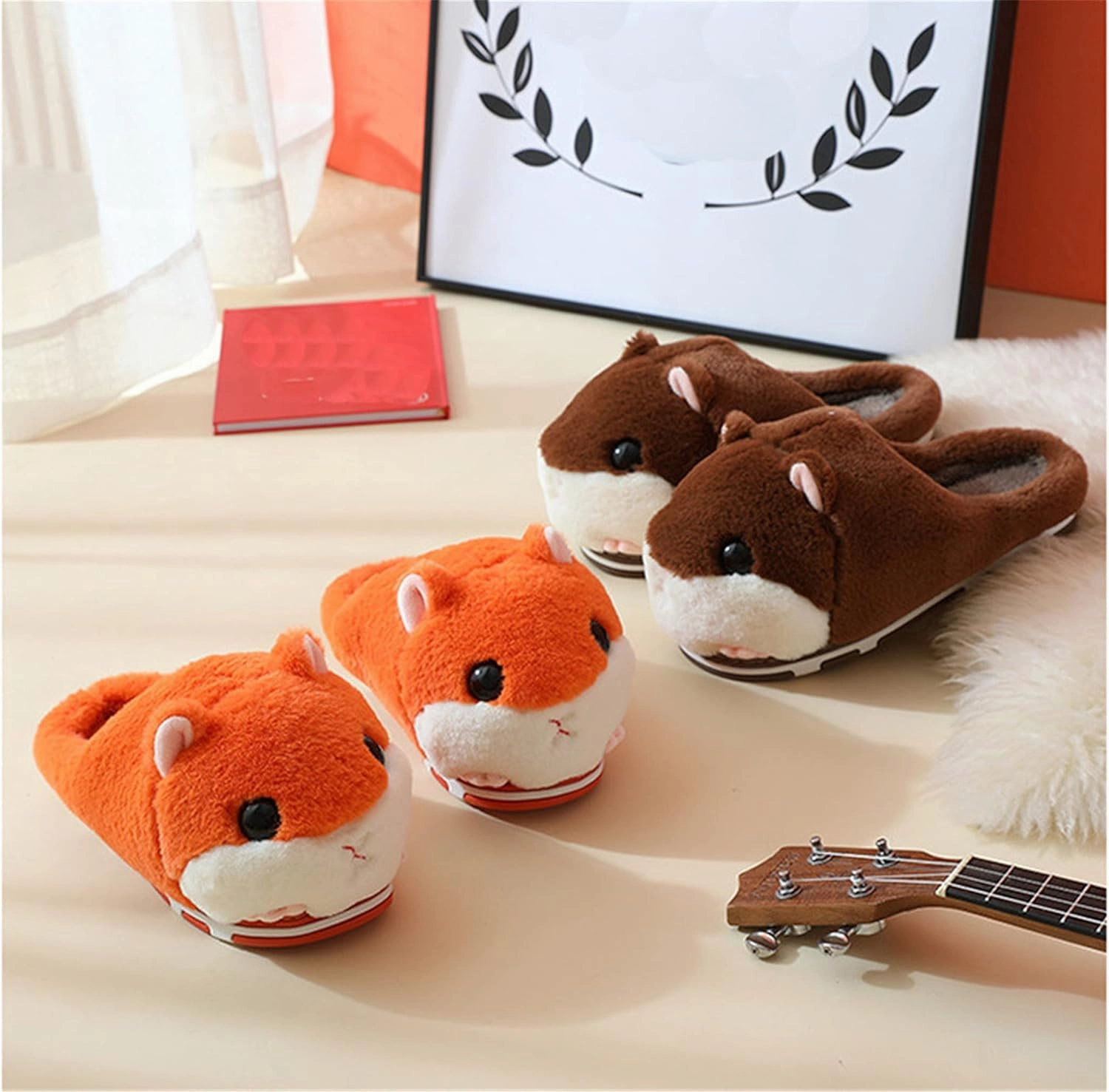 Cute Hamster Slippers Women's Slippers Cartoon Slippers Animal Slippers Warm Slippers Winter Slippers Home Slippers Furry Slippers