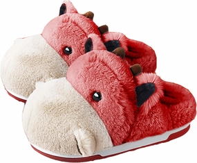 Cute Hippo Cartoon Animal Winter Warm Home Furry Slippers