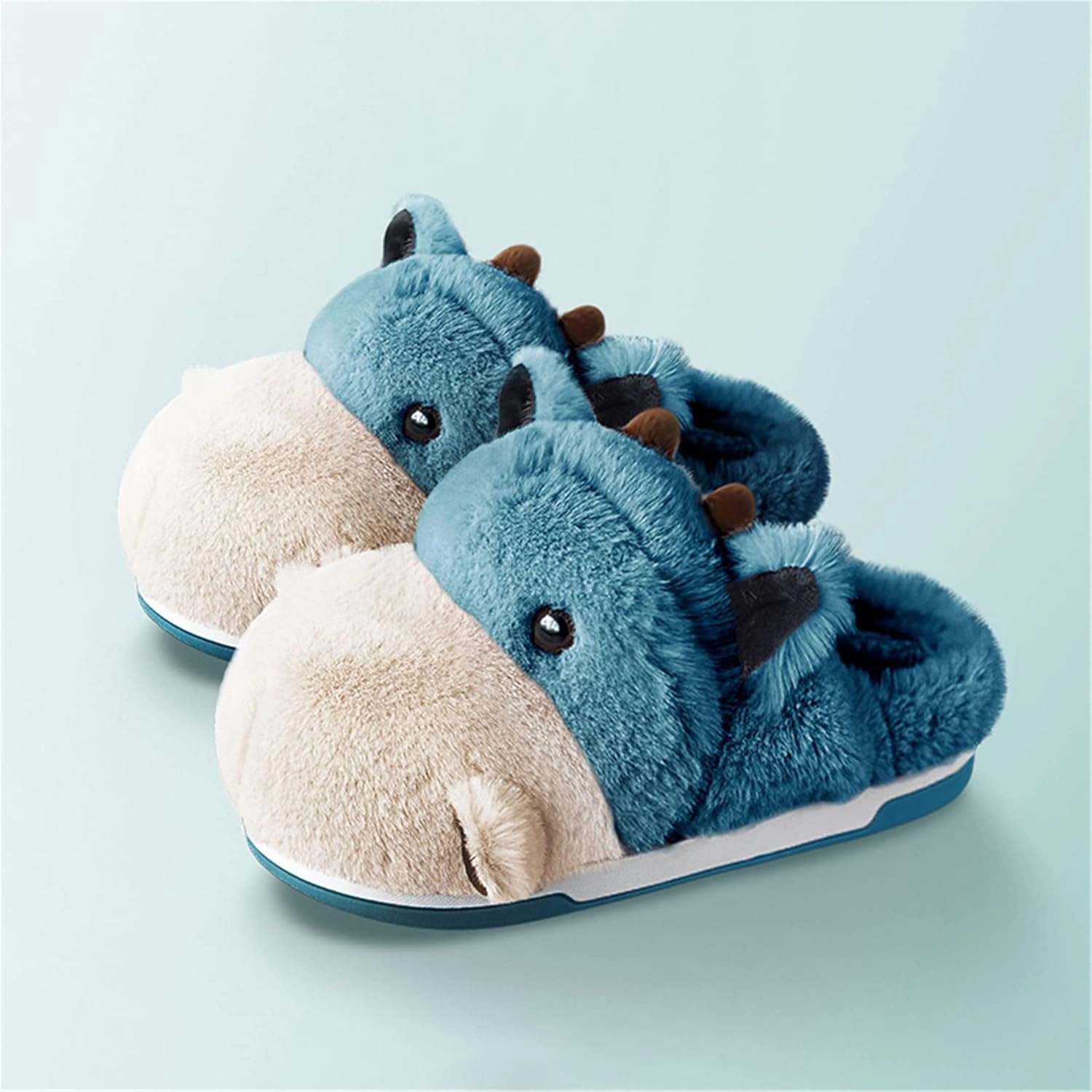 Cute Hippo Cartoon Animal Winter Warm Home Furry Slippers