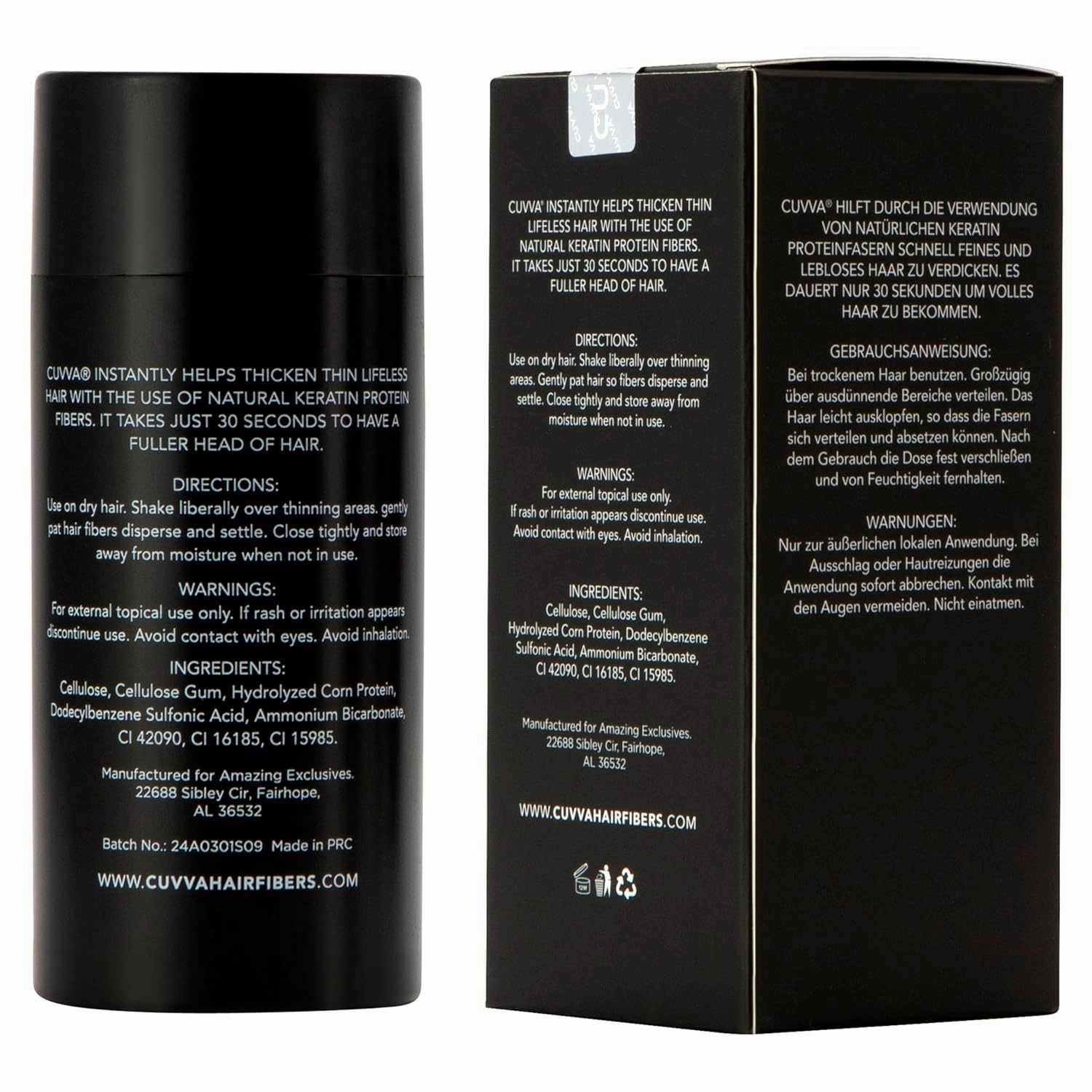 CUVVA Hair Building Fibers (30g) - Instantly Fill in Fine and Thinning Hair to Create a Thicker, Fuller Look - 13 Different Shades for Men & Women - Medium Brown