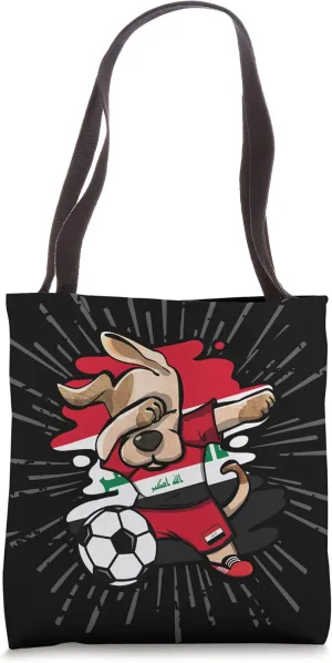 Dabbing Dog Iraq Soccer Fans Jersey Iraqi Football Lovers Tote Bag