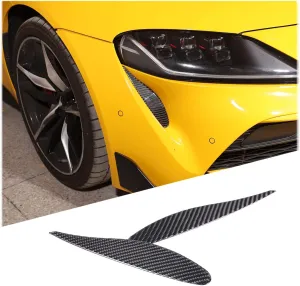 Daeiclru Soft Carbon Fiber Car Hood Vent Cover Trim Compatible with Toyot@ Supra GR A90 A91 MK5 2019-2022, Front Headlight Side Vent Outlet Decorative Trim Sticker