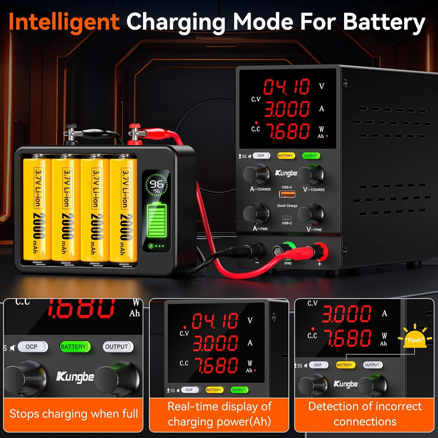 DC Power Supply Variable, 30V 10A Adjustable Switching Regulated DC Bench Power Supply with Intelligent Charging Mode, 18W USB Interface, Precision Encoder Knob (Black)