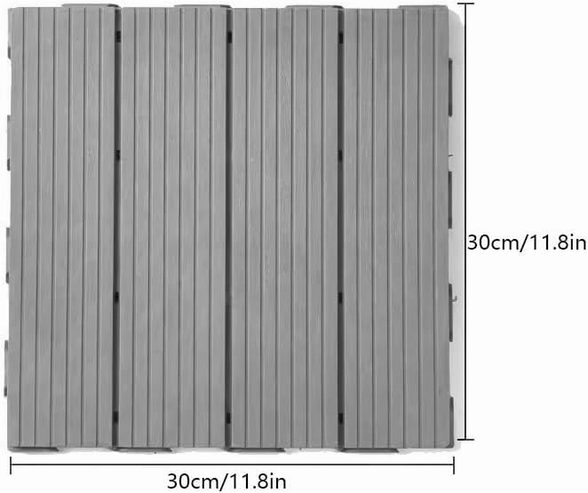 Decking Tiles, Wood Plastic Composite Interlocking Flooring, Waterproof Solid Flooring Tiles for Patio Garden Poolside, All Weather Use(Brown-C,11.8x11.8IN/3PCS)