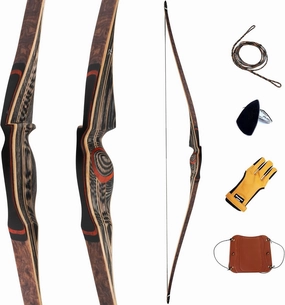Deerseeker Archery 64" Reflex Deflex Hybrid One-Piece Traditional Long Bow with Laminated Bamboo & Clear Fiberglass Limbs Right Hand/Left Hand for Adults Hunting Bow Shooting 25-60lbs