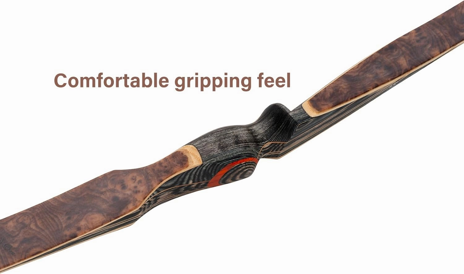 Deerseeker Archery 64" Reflex Deflex Hybrid One-Piece Traditional Long Bow with Laminated Bamboo & Clear Fiberglass Limbs Right Hand/Left Hand for Adults Hunting Bow Shooting 25-60lbs