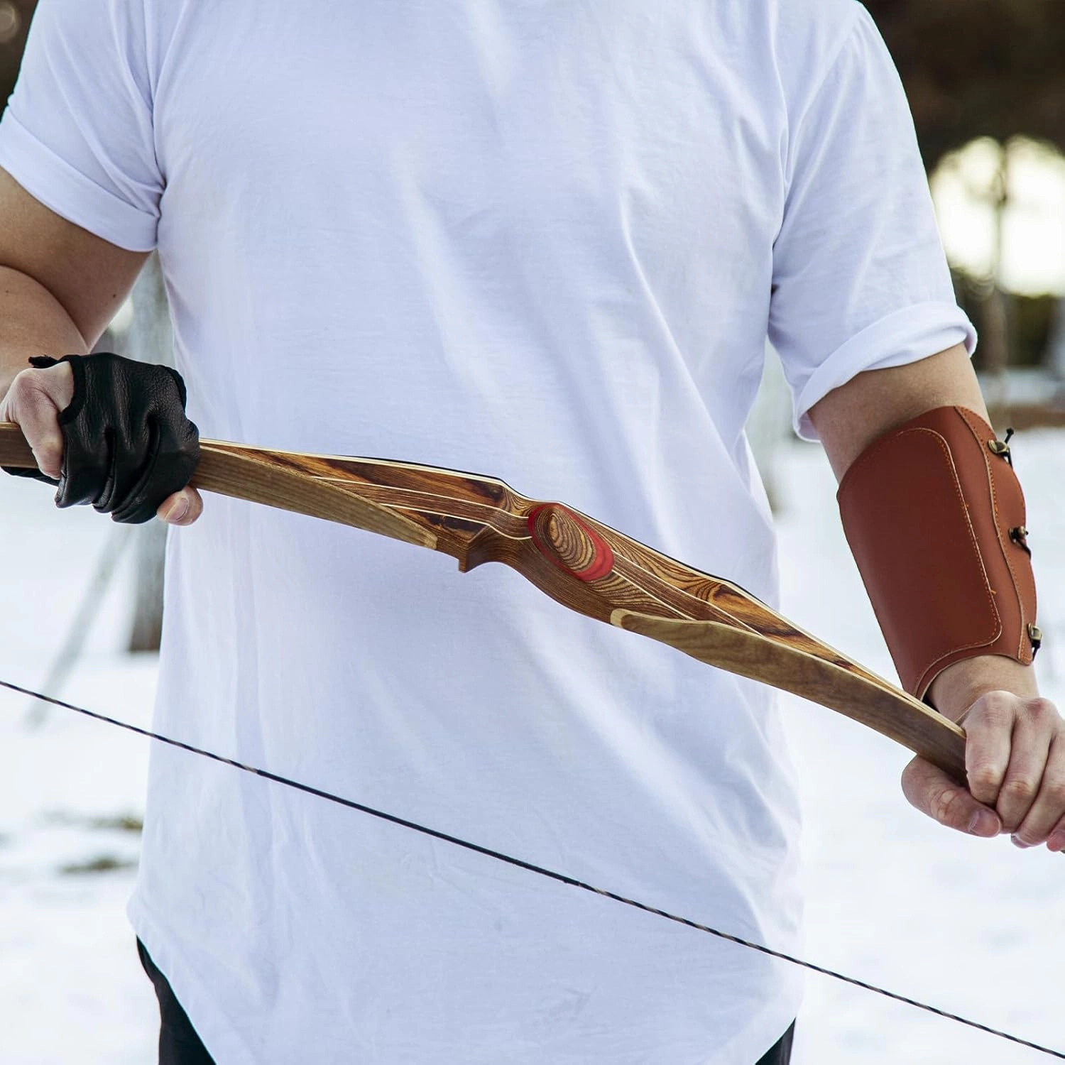 Deerseeker Archery 64" Reflex Deflex Hybrid One-Piece Traditional Long Bow with Laminated Bamboo & Clear Fiberglass Limbs Right Hand/Left Hand for Adults Hunting Bow Shooting 25-60lbs
