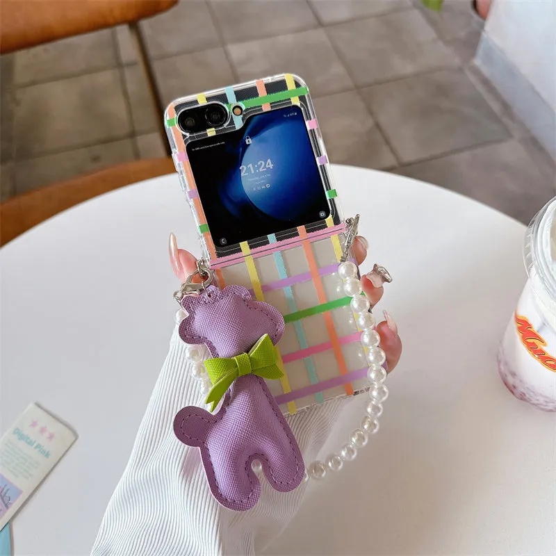 Delight Plaid Teddy Charm Case - Samsung
