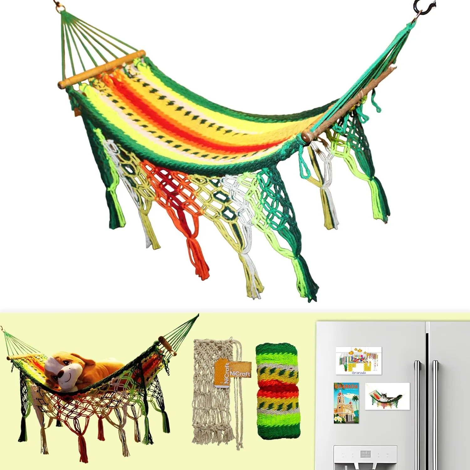 Deluxe Handcrafted Mini Hammock - 100% Natural Cotton, Hammock for Dolls & Plush Toys, 3-in-1 Multipurpose Perfect for Décor, Organization & Playroom Accessories (Respiracion)