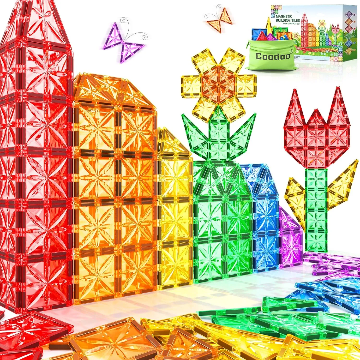 Diamond Magnetic Tiles Kids Toys for Toddlers STEM Magnetic Blocks Building Toys Preschool Sensory Montessori Learning for 3  Year Old Boys Girls Christmas Birthday Gifts Creative Kids Games