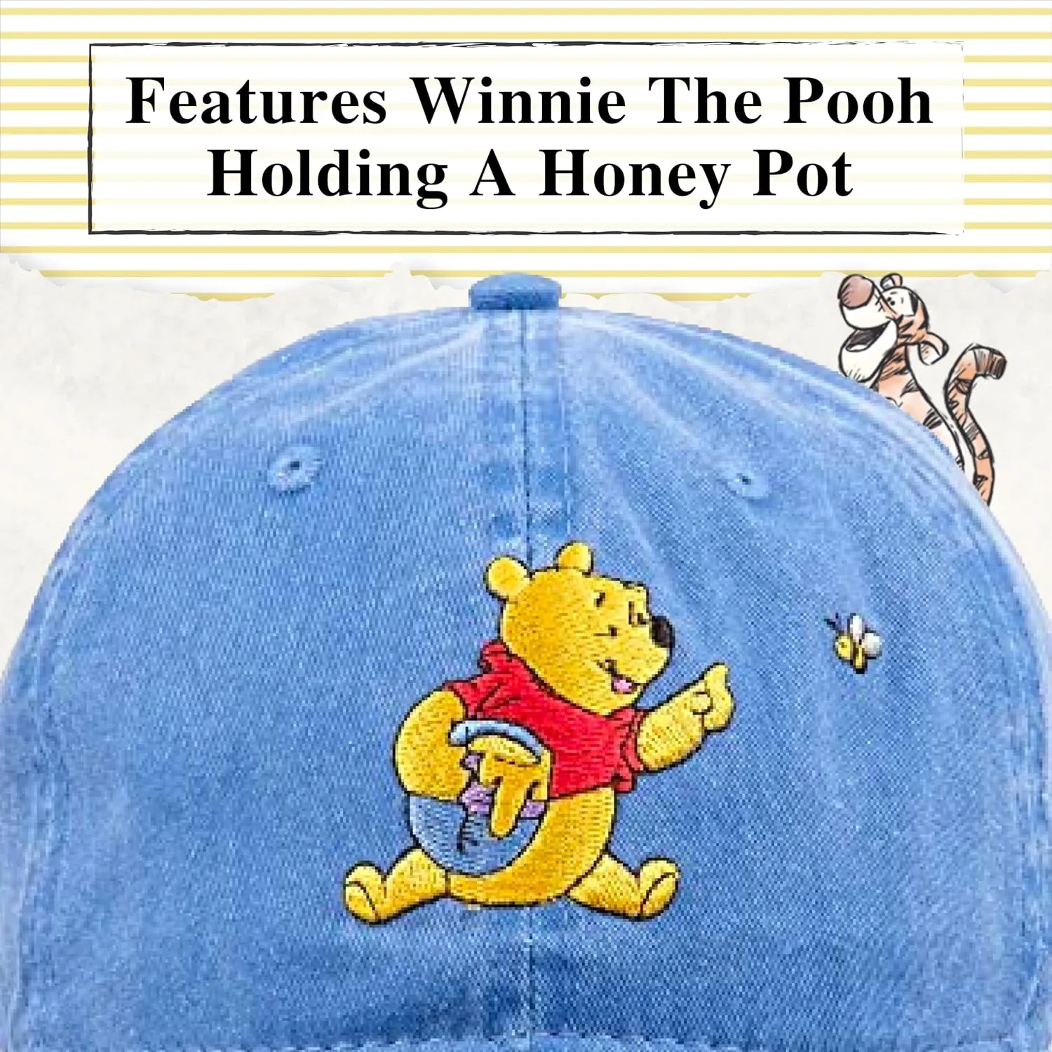 Disney Winnie The Pooh Dad Hat, Adjustable Cotton Baseball Cap with Curved Brim
