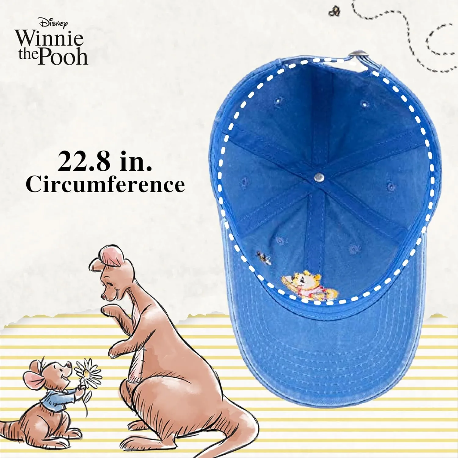 Disney Winnie The Pooh Dad Hat, Adjustable Cotton Baseball Cap with Curved Brim