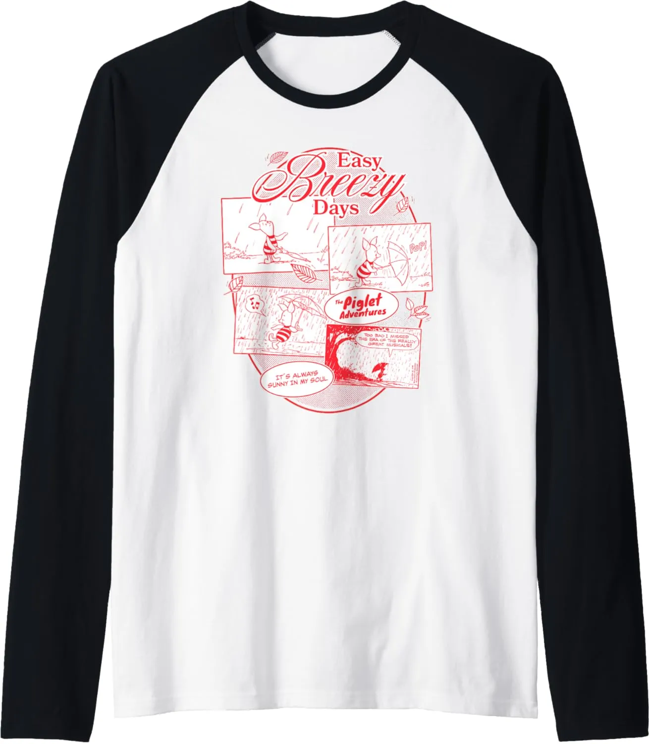 Disney Winnie the Pooh Easy Breezy Days Piglet Adventures Raglan Baseball Tee