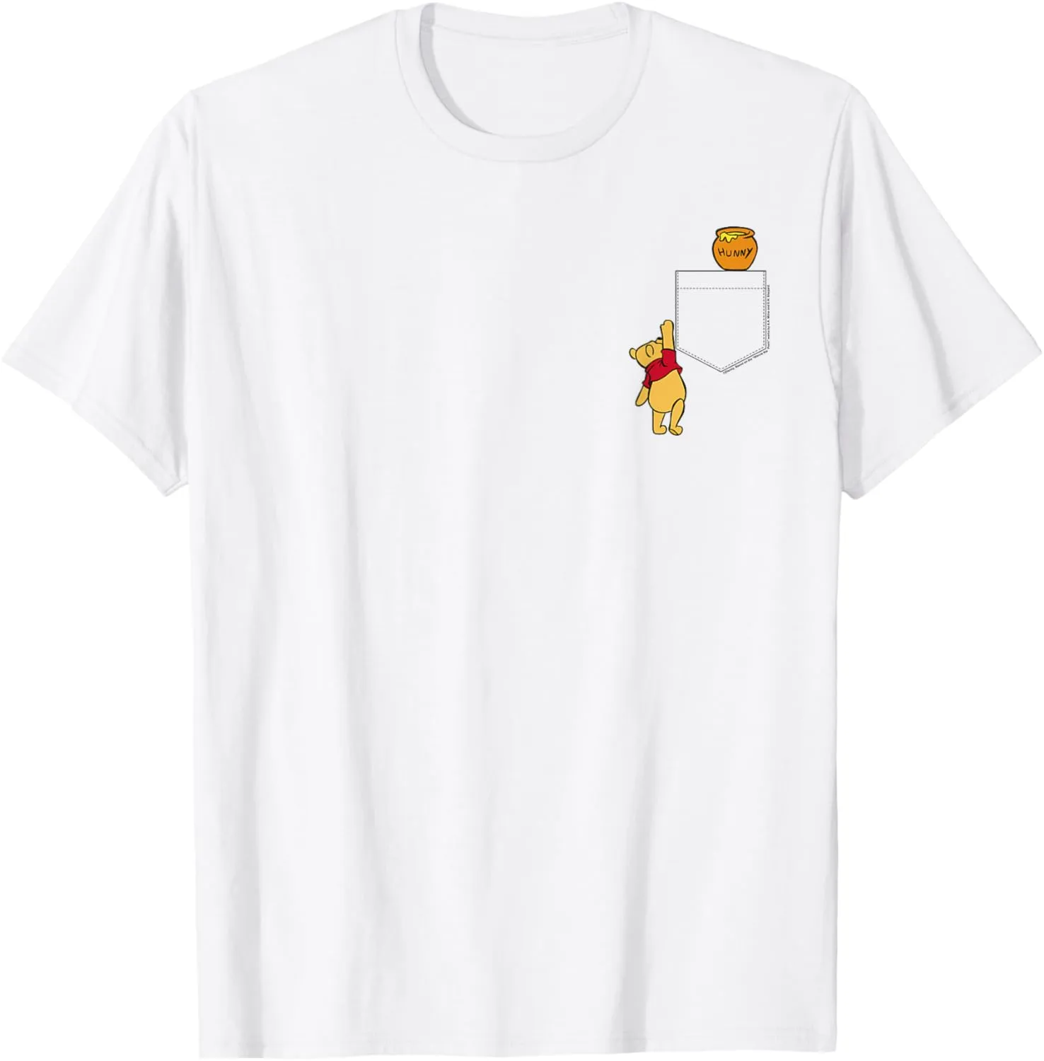 Disney Winnie The Pooh Reaching For Faux Pocket Honey T-Shirt