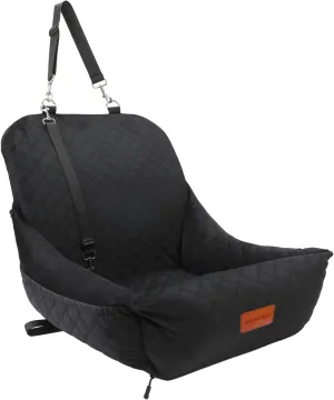 Dog Car Seat,Easy to Install,Fully Detachable and Washable,2 Clip-On Safety Leashes and Storage Pockets,Covered Comfy Fabric & Fill in Memory Foam(Black)